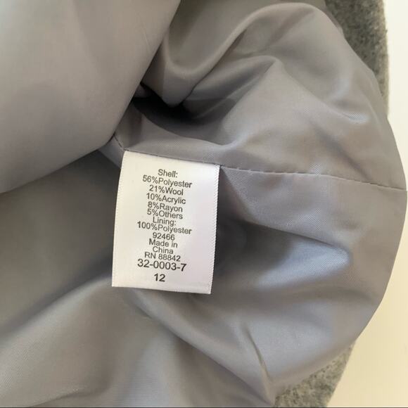 Ellos | Gray Wool Blend Button Up Collared Coat Size 12 - Picture 6 of 12